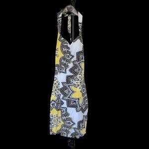 Cache Halter Mini‎ Dress Yellow Black White Paisley Mandala Print Size 4